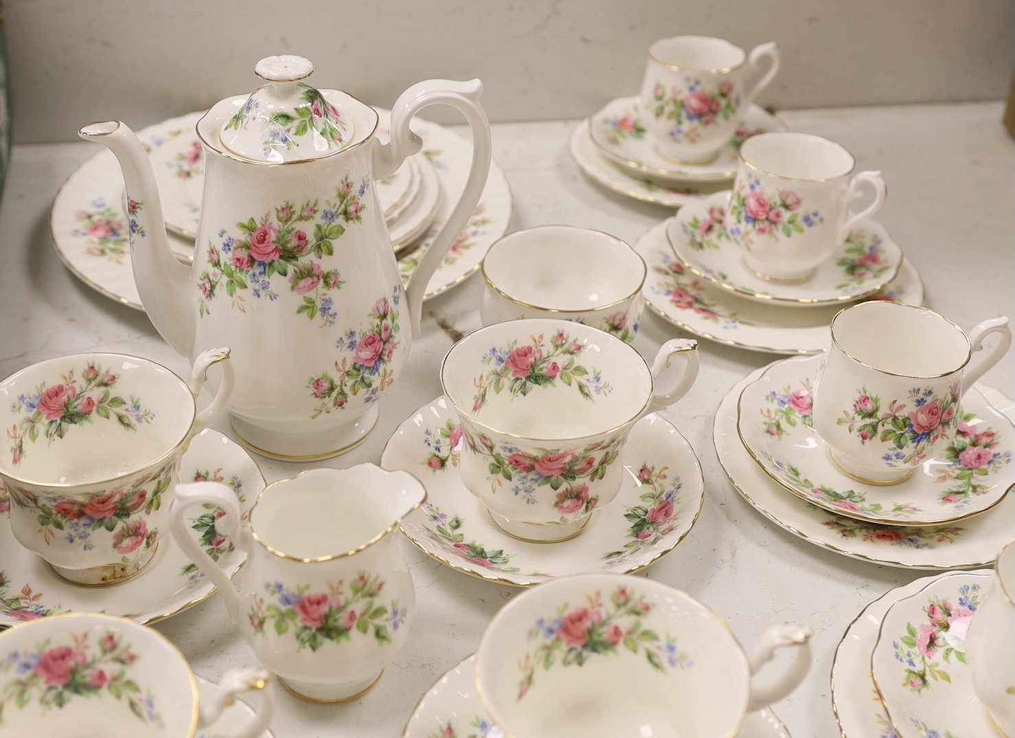 A Royal Albert Moss Rose tea service